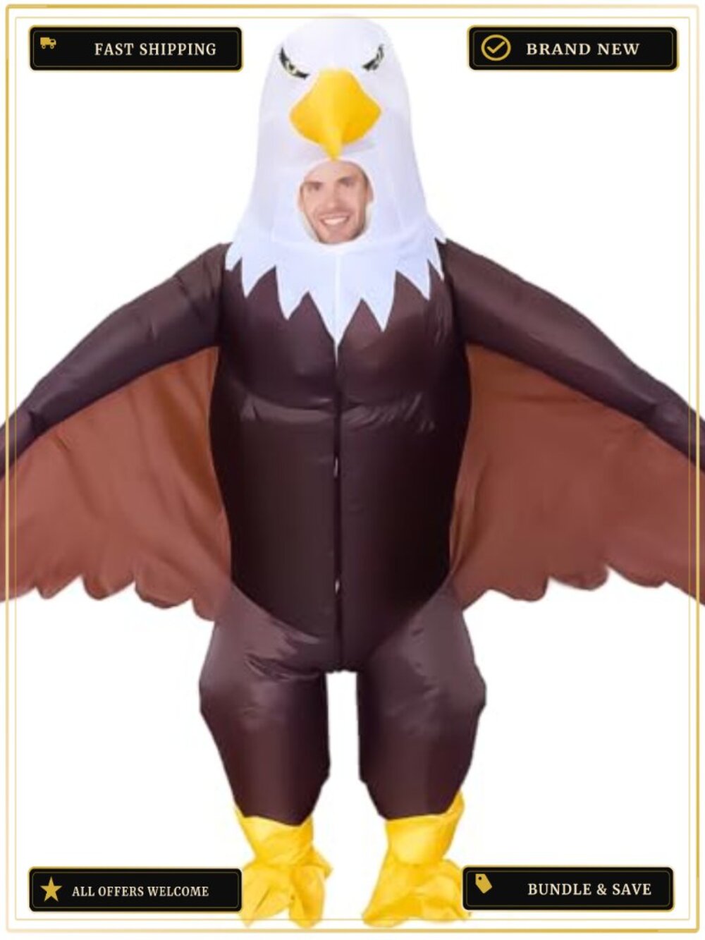 Inflatable Bald Eagle Costume Adult Blow Up Mascot Suit